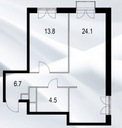 Однокомнатный апартамент 49.6 м²