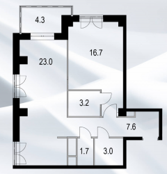 Однокомнатный апартамент 56.2 м²